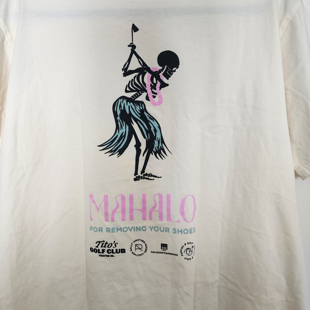 AS Colour Barefoot Brawl Titos Golf Club Skeleton Mahalo T-Shirt Cream Mens L